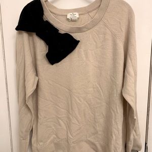 Kate Spade Oatmeal sweater Black bow on shoulder